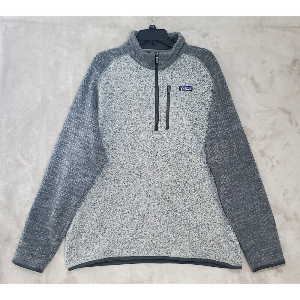 Patagonia Better Sweater Pullover‎ Mens XL Two Tone Gray 1/4 Zip Fleece Logo EUC